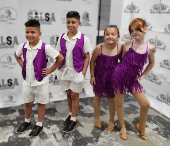 purple fringe kids salsa costumes